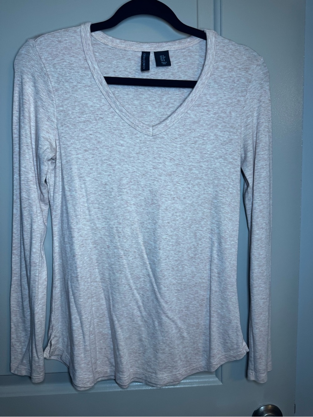 Cynthia Rowley Light Pink V‑Neck Long Sleeve Top